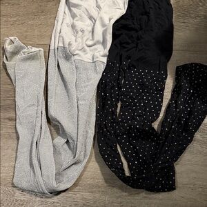 Sparkle Silver & Black Polka Dot Tights - Shimmery Two-Pack 7-8 years